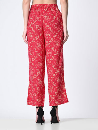 Women Ethnic Motifs Printed Smart Straight Fit Trousers - RueCollections